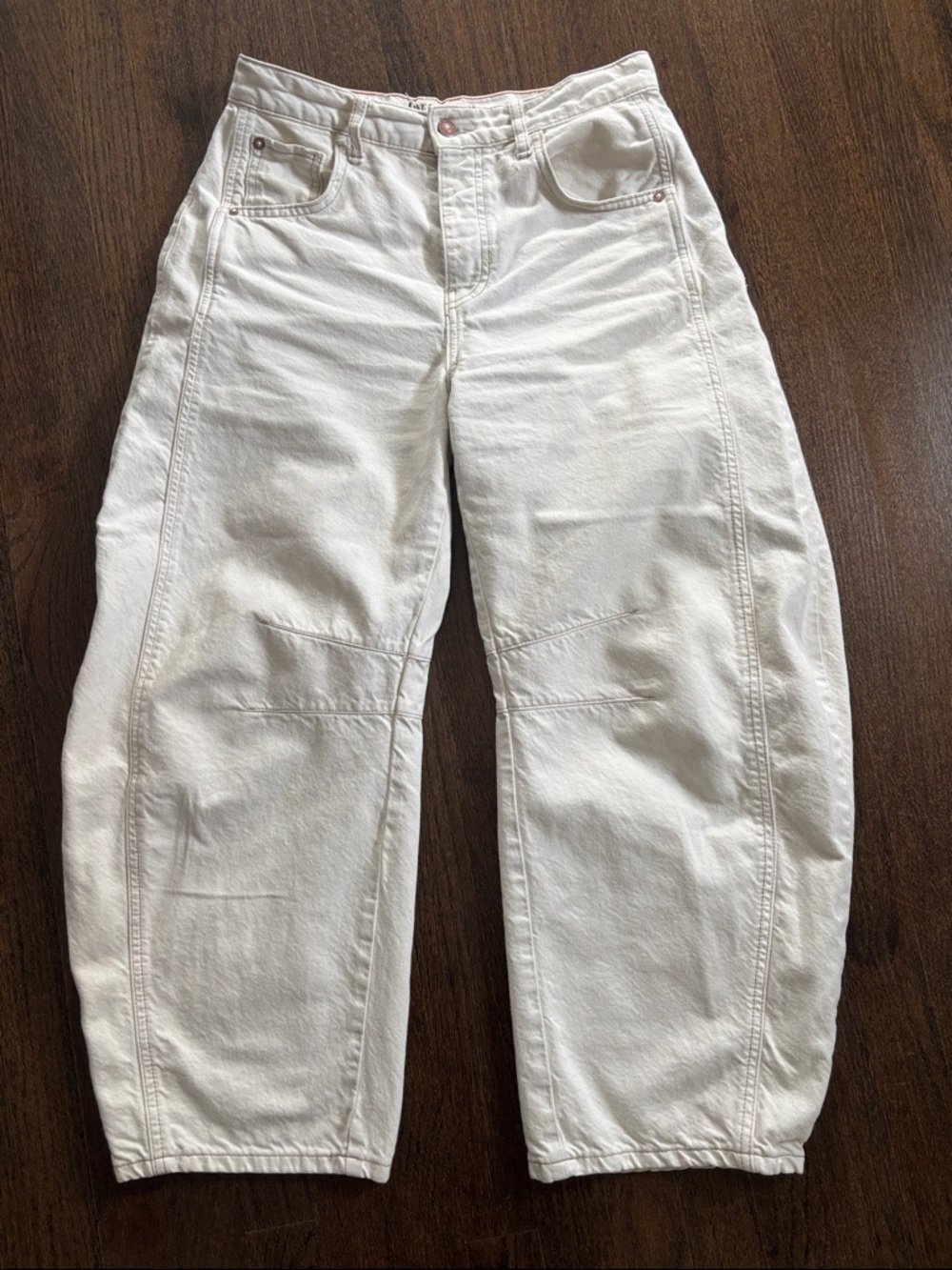 We The Free Cream Jeans with Copper-Tone Snaps